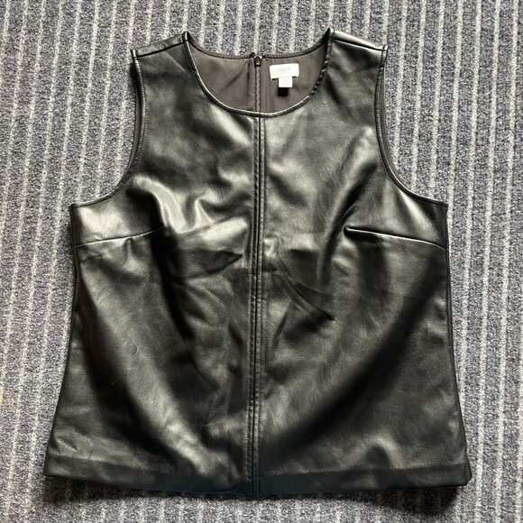 J. Crew Faux Leather Tank Top Size M, Fully Lined, Zip Back - Picture 2 of 7